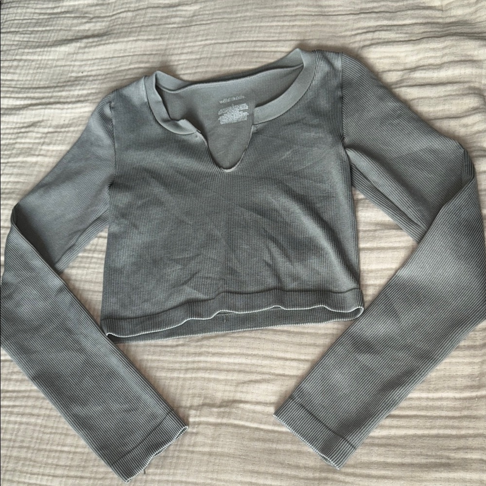Wild Fable Ribbed Gray Crop Top